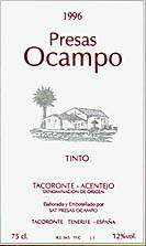 Etiqueta de Presas Ocampo 1996.